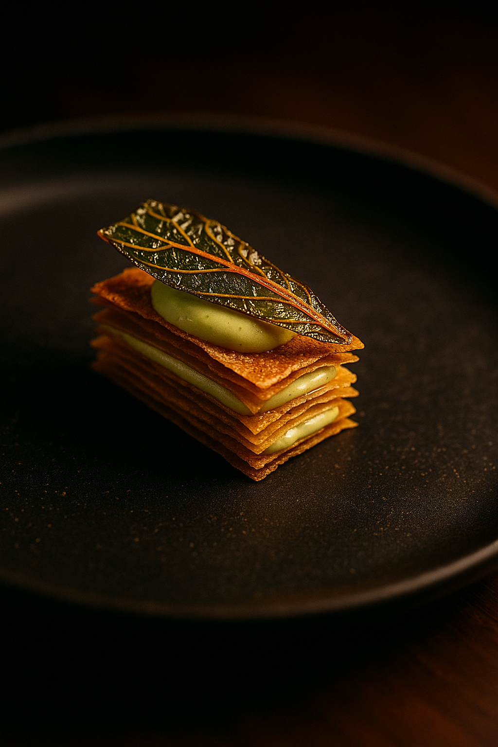 Crab cartilage mille-feuille